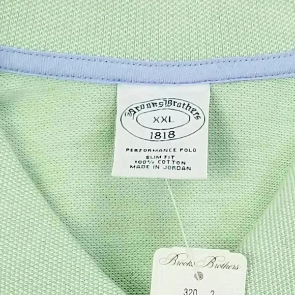 Brooks Brothers Slim Fit Size 2XL Embroidered Logo Green Cotton Performance Polo - Picture 3 of 10